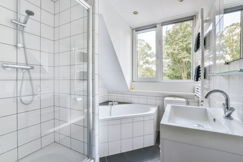 Bright Bathroom with Large Windows